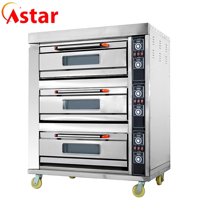 Electric Pizza Oven – 3 Decks, 6 Trays, Stone Floor